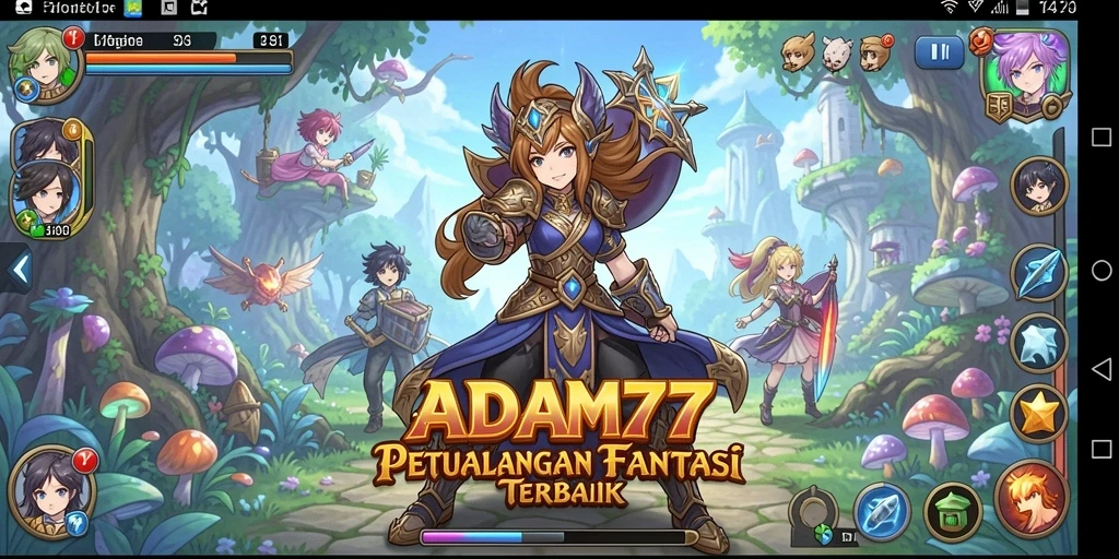 Screenshot gameplay utama ADAM77 menampilkan aksi seru dan karakter cantik.