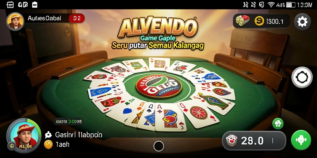 Screenshot utama ALVENDO menampilkan gameplay seru permainan Gaple.