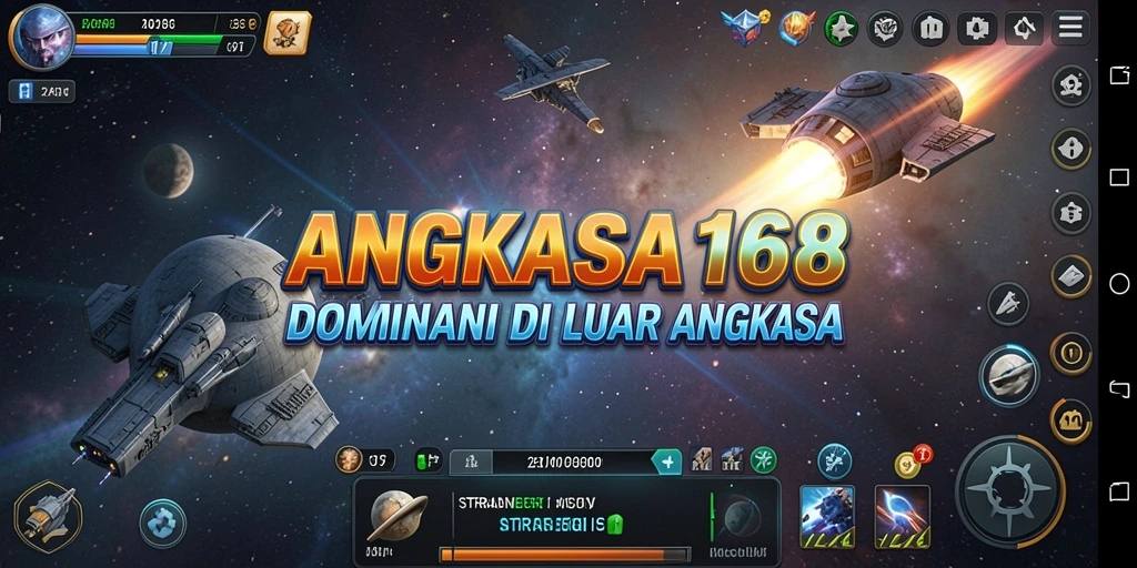 Tangkapan layar gameplay <strong>ANGKASA168</strong> menunjukkan pertempuran luar angkasa yang mendebarkan.