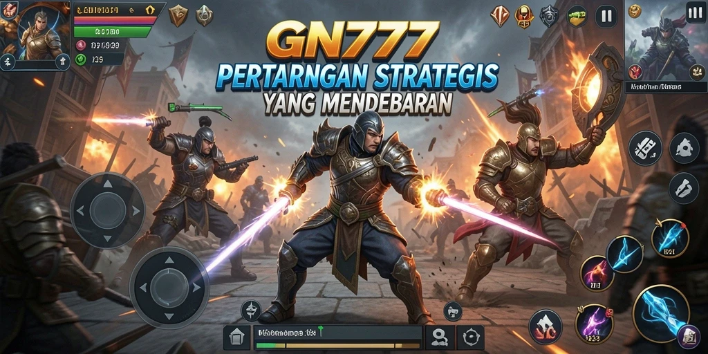 Screenshot gameplay GN777 menampilkan pertempuran strategis yang intens.