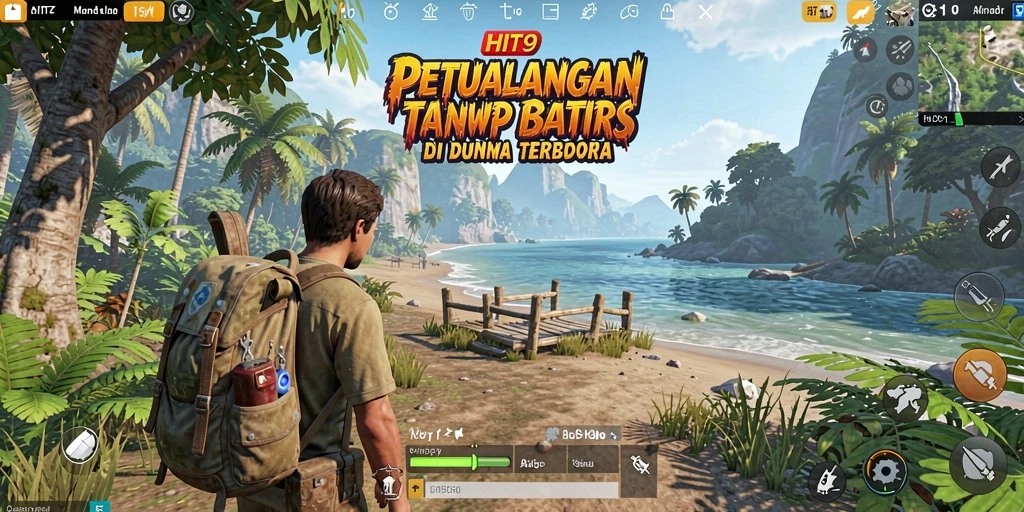 Screenshot menampilkan pemain menjelajahi hutan lebat dalam HIT9.