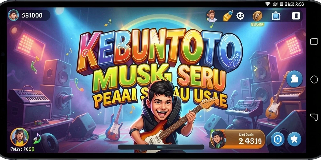 Screenshot gameplay KEBUNTOTO menampilkan elemen musik yang menarik.