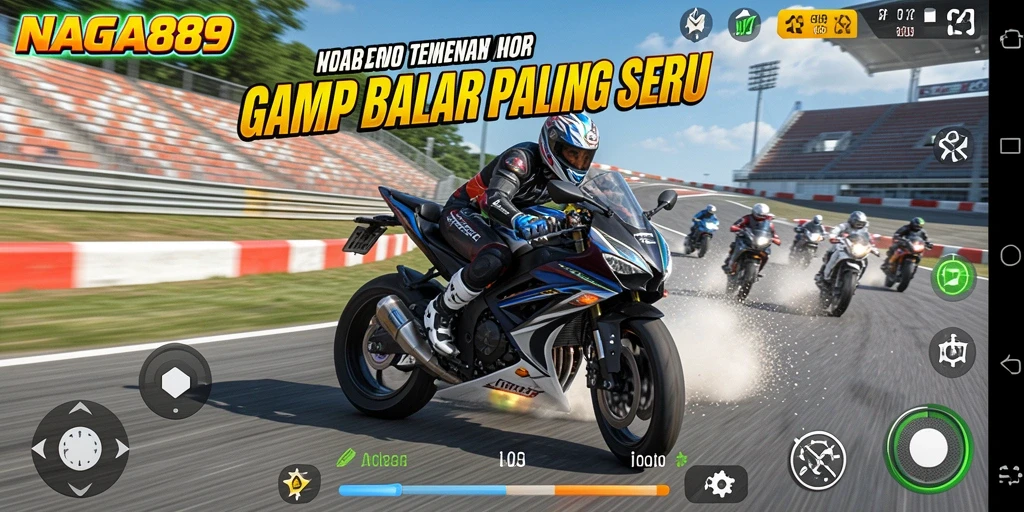 Tangkapan layar gameplay NAGA889 yang menampilkan balapan motor seru.
