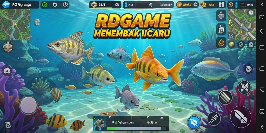 Tampilan screenshots RPGAME menampilkan aksi seru menembak ikan.