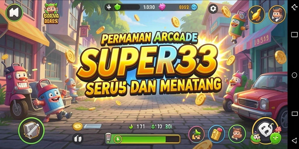 Tampilan tangkapan layar SUPER33 dengan gameplay Arcade yang mendebarkan.