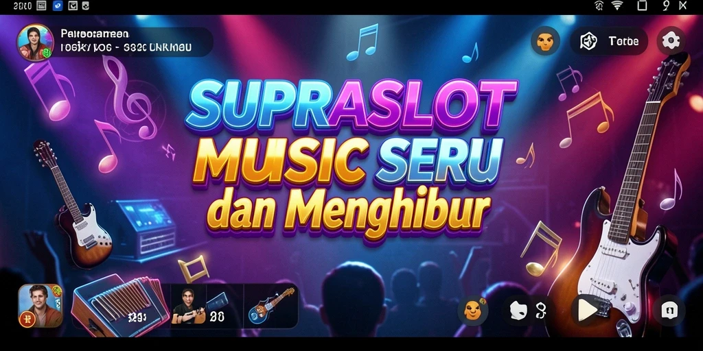 Tampilan gameplay SUPRASLOT dengan berbagai lagu dan tantangan menarik.