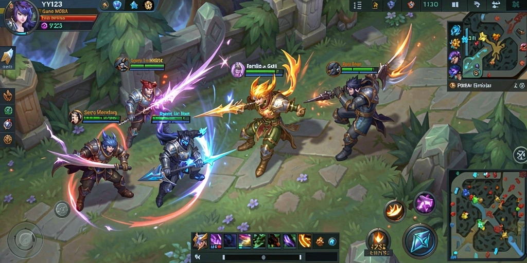 Screenshot gameplay MOBA yang seru dan kompetitif.