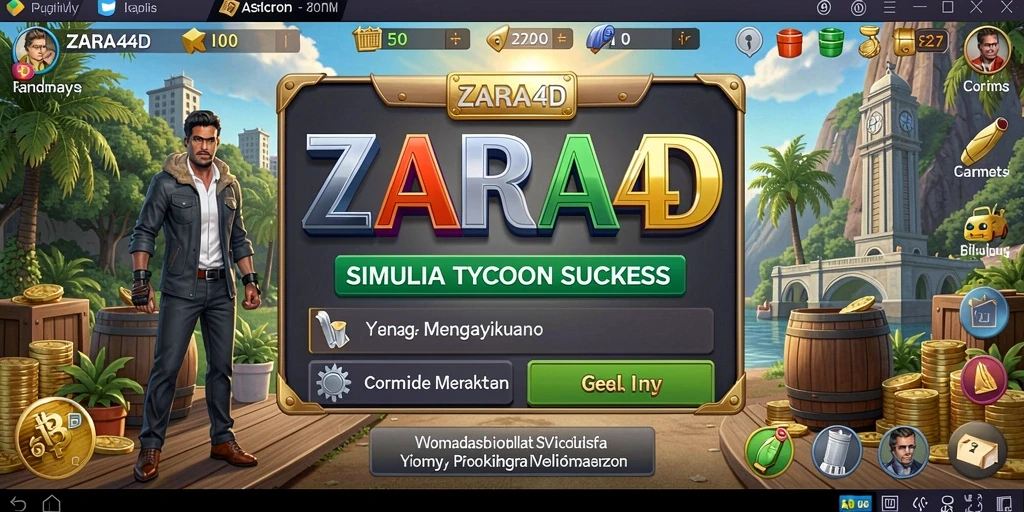 Tampilan gameplay ZARA4D dengan manajemen bisnis yang seru.